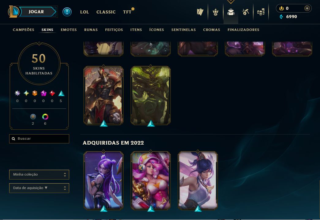 FILA DIAMANTE+ | CONTA LOL BR LVL 38 46 CHAMPS 52 SKINS FULL ACESSO