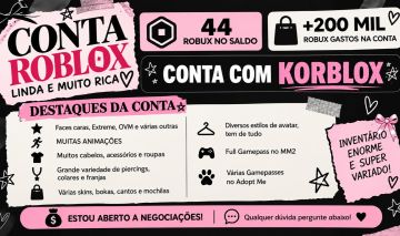 CONTA ROBLOX KORBLOX / 7 TOYCODES/ 200K+ GASTOS, 180k em ROUPAS E ACESSÓRIOS