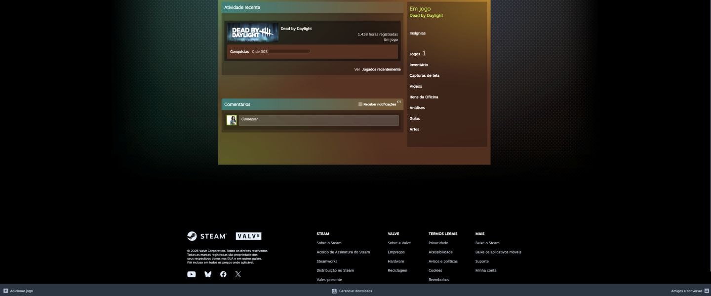 Dead By Dayligth Contas 1400+ horas afk Steam 100% original