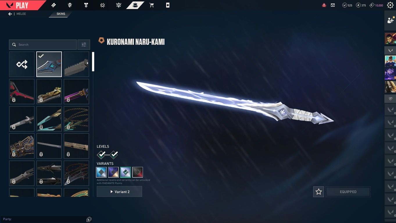 Valorant account, radiant and immortal, has kuronami knife and some other skins