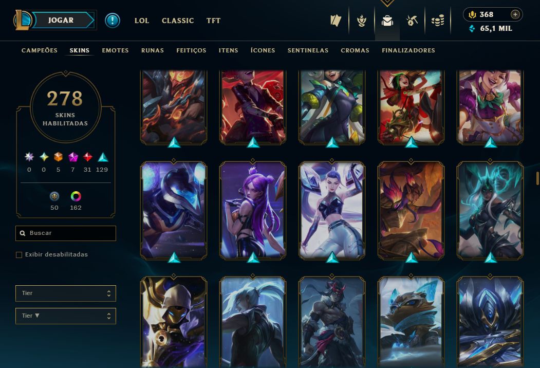 CONTA LOL: NÍVEL 773 | 278 SKINS | 5 ULTIMATE | 7 MÍTICAS | 31 LENDÁRIAS