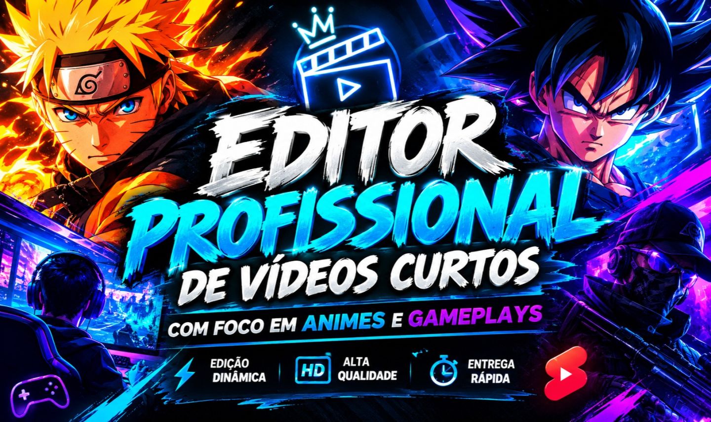EDIÇÃO DE VÍDEOS | ANIMES, GAMEPLAYS E SHORTS FULL HD 4K