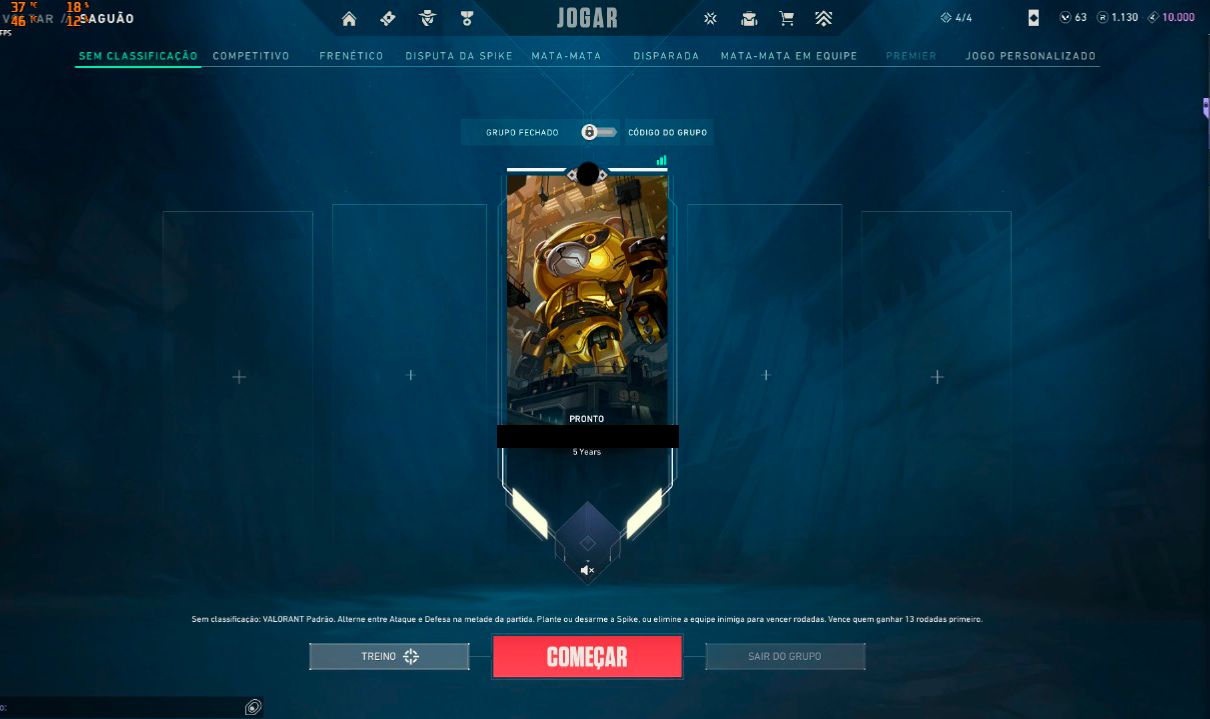 CONTA VALORANT, atualmente platincom muitas skins.