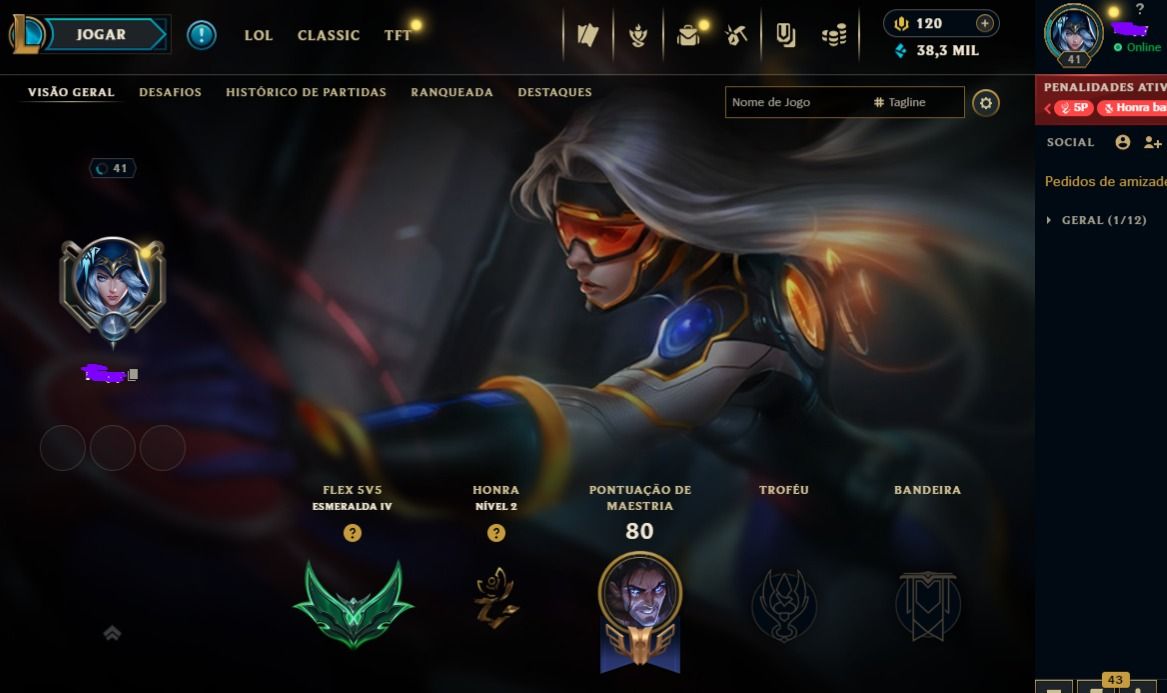 Conta esmeralda/Gold - +30 - 10 / 75 skins selecionadas e varias nos espolios