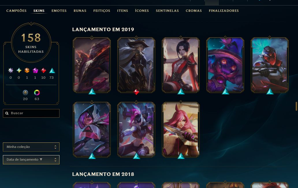 CONTA DE LEAGUE OF LEGENDS ESMERALDA TODOS OS PERSONAGENS LIBERADOS!