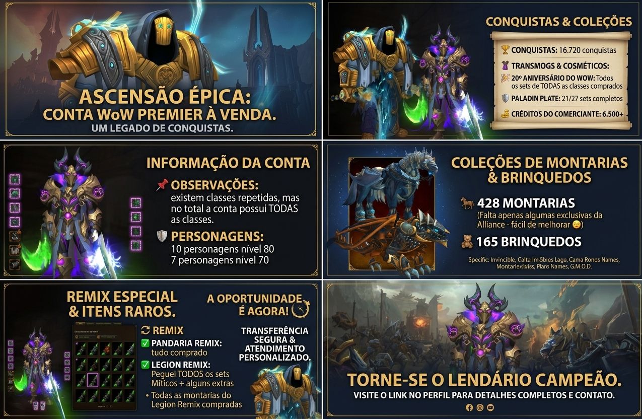 CONTA WORLD OF WARCRAFT + HEARTHSTONE | COLEÇÃO COMPLETA E EXCLUSIVA
