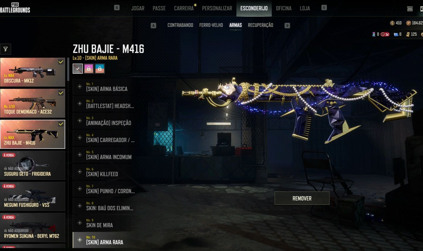 Conta de PUBG RARA Progressivas ZHU BAJIE-M416 Lv 10, OBSCURA-MK12 Lv 10 ACE-Lv1