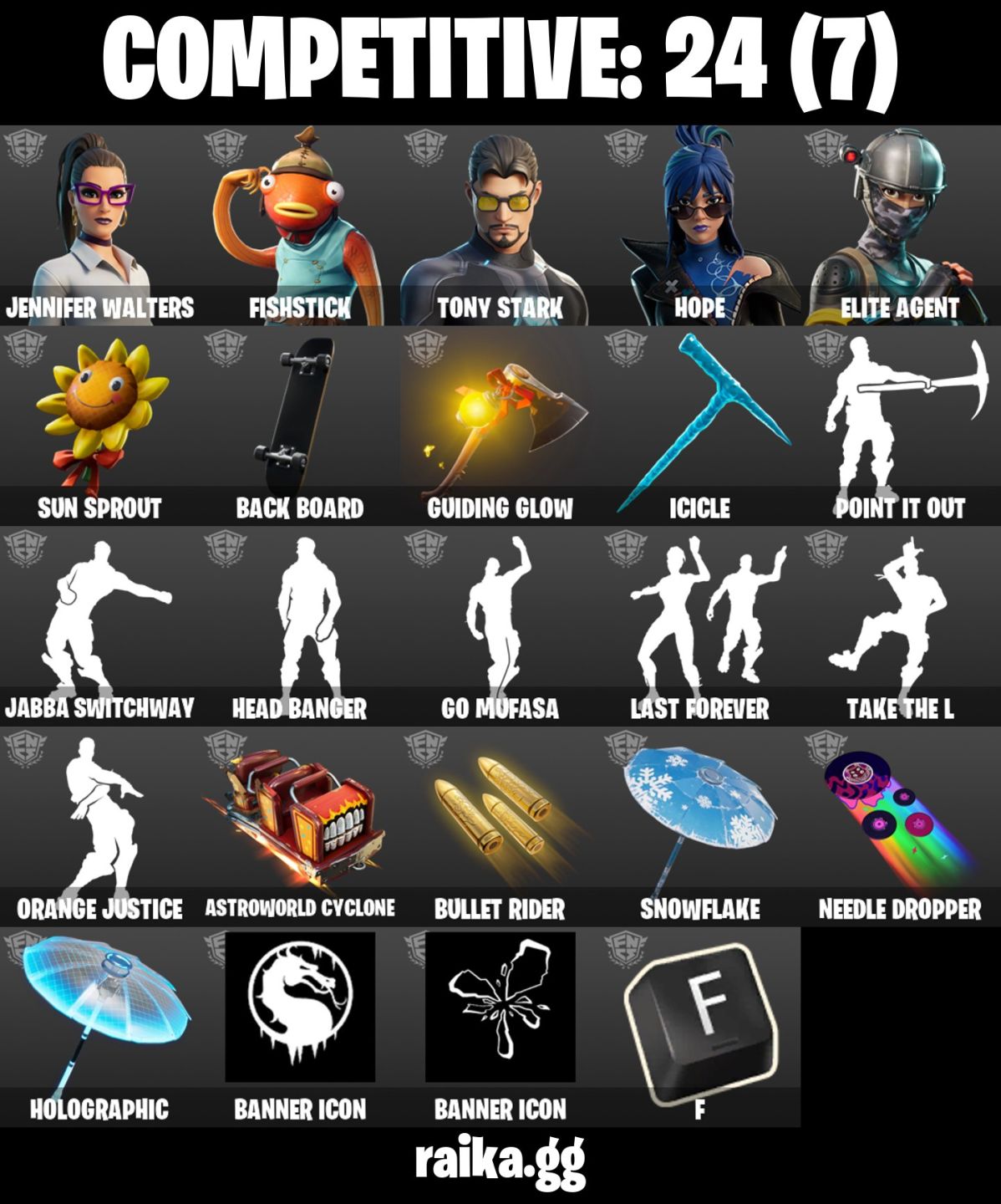 87 skins s2 Blue squire Royale Knight , s3 The Reaper 250 VB Rogue Agent