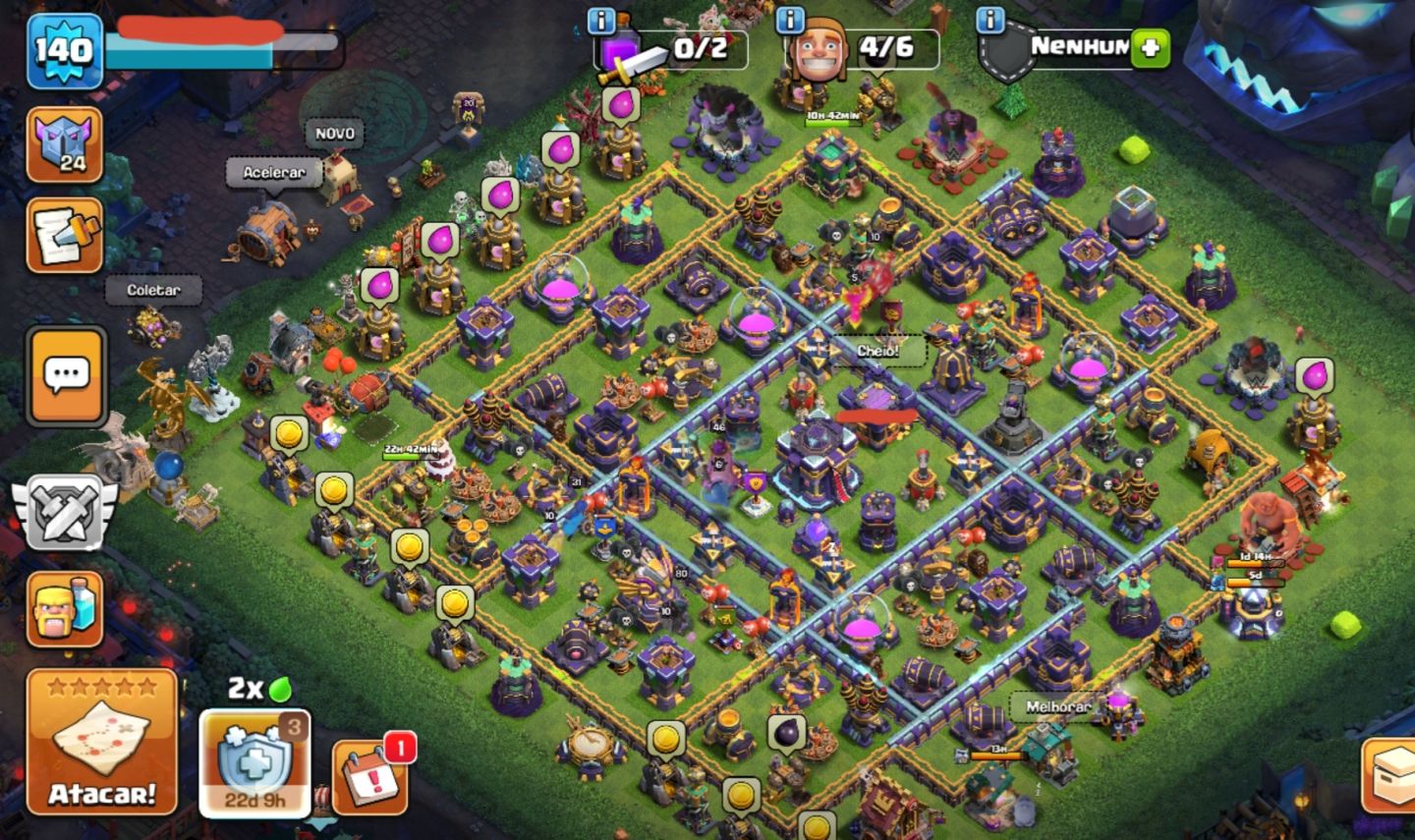 CONTA CLASH OF CLANS CV15 | 6 CONSTRUTORES | 1.000+ GEMAS | RAINHA 80