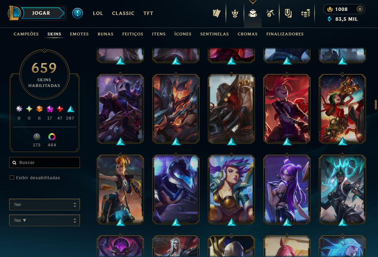 Lvl 767 | 659 skins | 1008 RP | Bordas e muitos mais