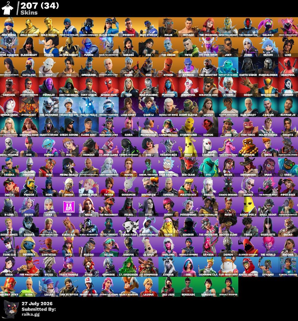 Conta Fortnite com várias skins