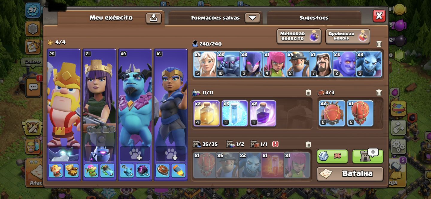 CONTA CLASH ROYALE + CLASH OF CLANS GEMADA