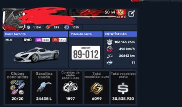 Conta de carx street com todos os clubes concluídos e dois carros CS+