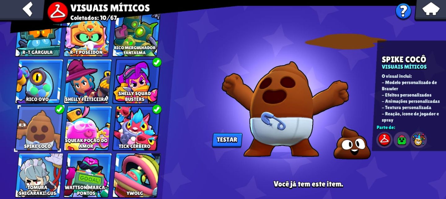 Conta brawl stars com muitas skins e todos os brawlers