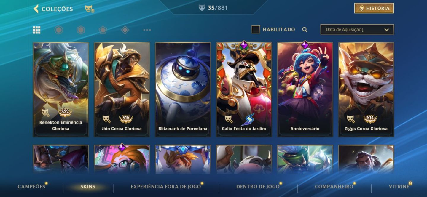 CONTA MESTRE - (CONTÉM SKINS ÉPICAS) - (69 CAMPEÕES)
