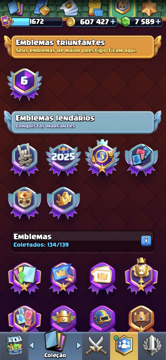 Conta CRL Nível 16 Máx | 7.500 Gemas | Todas as Cartas | Conta Raríssima