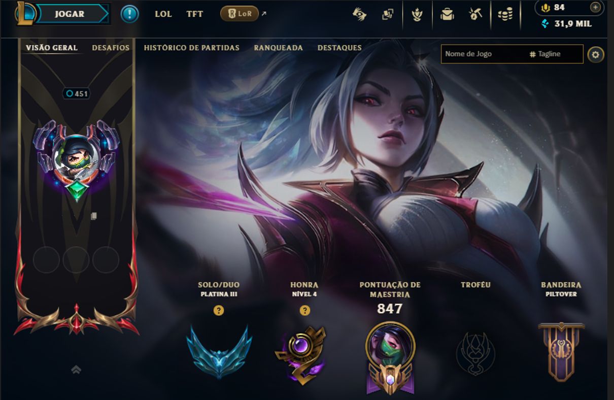 Conta League of Legends + Valorant | 330 Skins LoL | Main Akali |