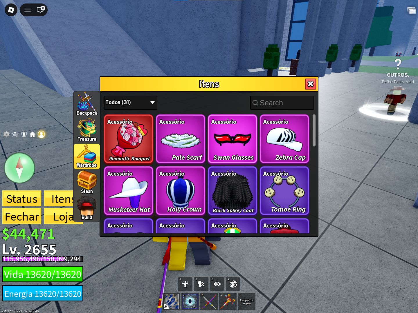 CONTA DE BLOX FRUITS básica com CDK hallow sche entre outras espadas level+-max