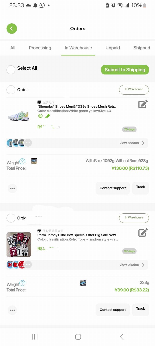 Conta cssbuy com air max tn e camisa de time comprada, só pagar frete e trazer