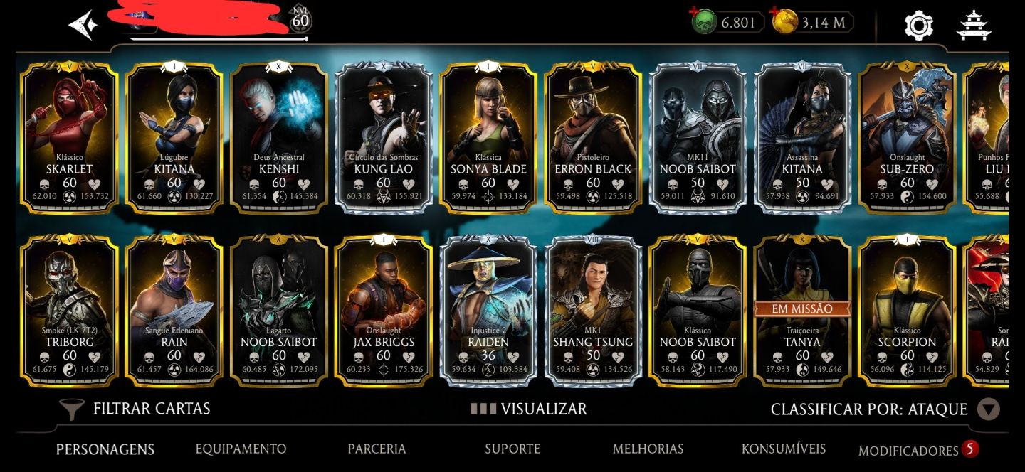CONTA TOP TIER MK MOBILE NVL 60 | TIME MK11 FULL FX | 6.8K ALMAS