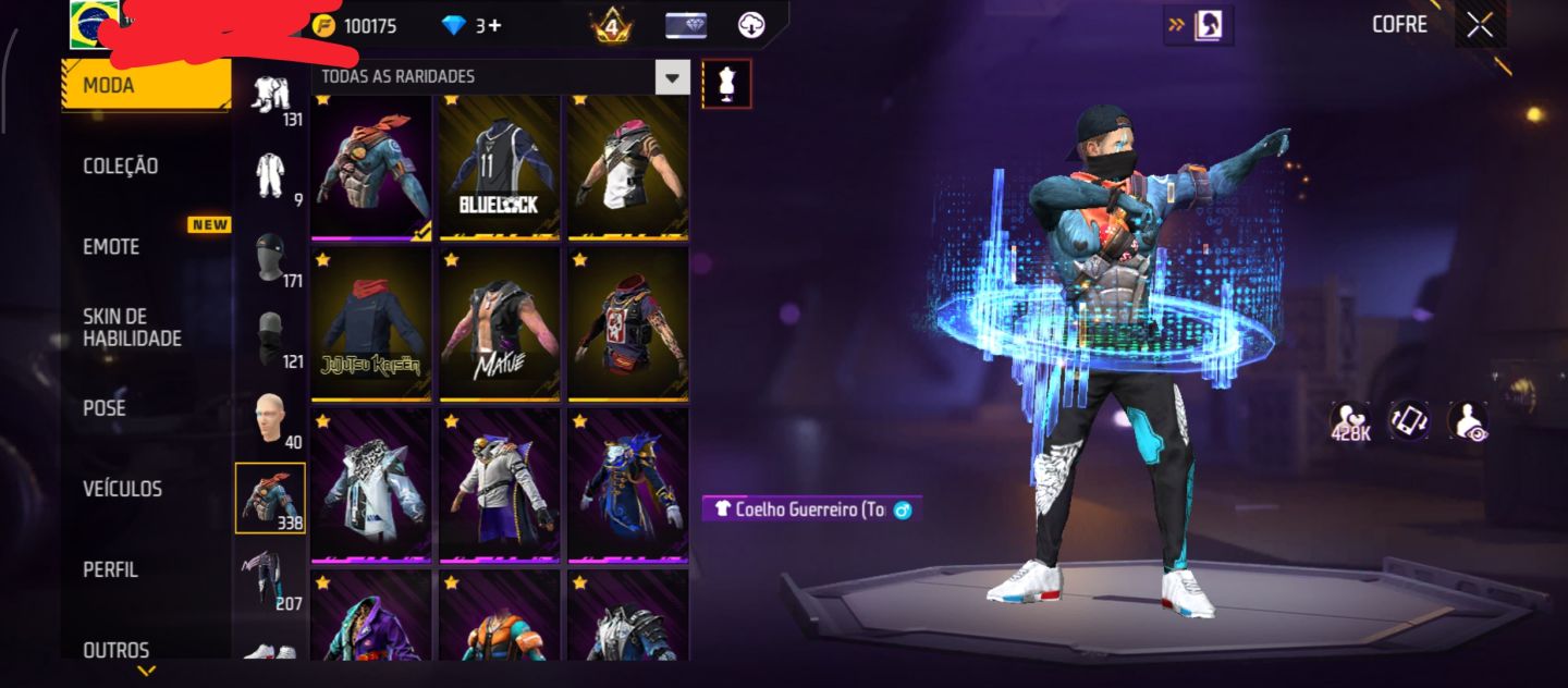 CONTA DE FREE FIRE COM 2 ANGÉLICAL AZUL E VERMELHA