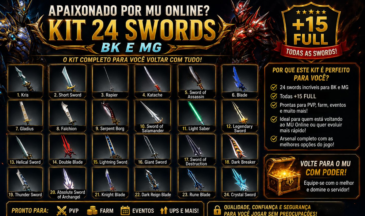 Kit com as 24 Swords + 15 Full - MuAway
