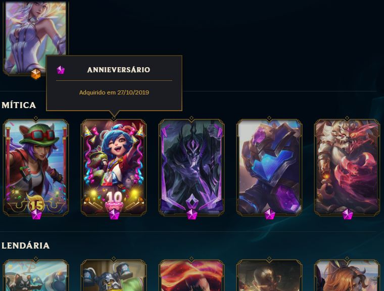 CONTA LEAGUE OF LEGENDS lvl 1005, 201 skins, varias legado e vários baús fechado