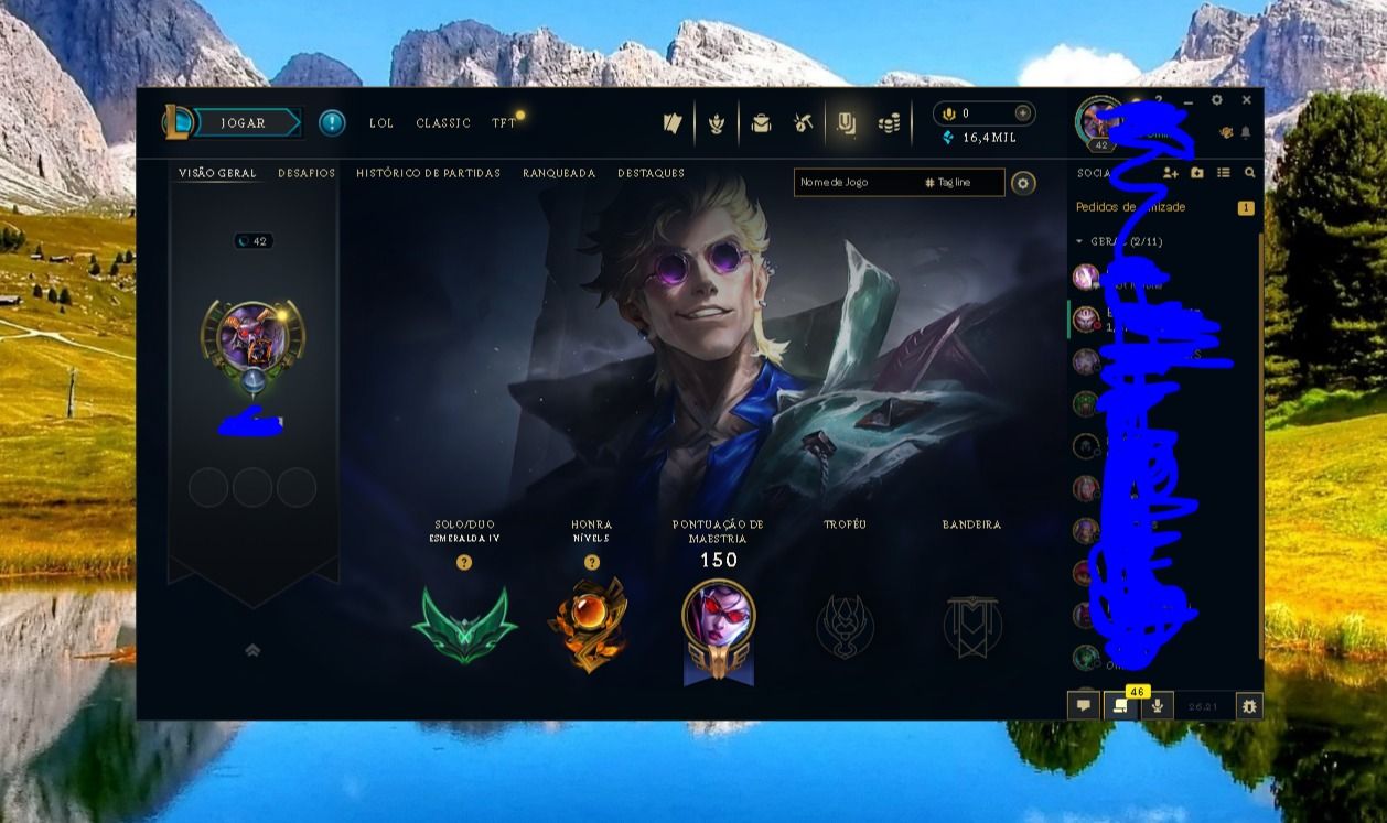 CONTA LOL ESMERALDA 4 SMURF NIVEL 42 - UPADA A MÃO - 100% SEGURA!