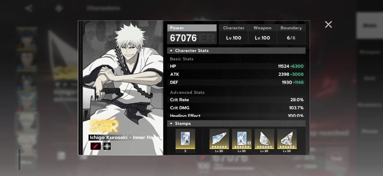 Conta Full Whale Bleach Soul Resonance, todos personagens b6