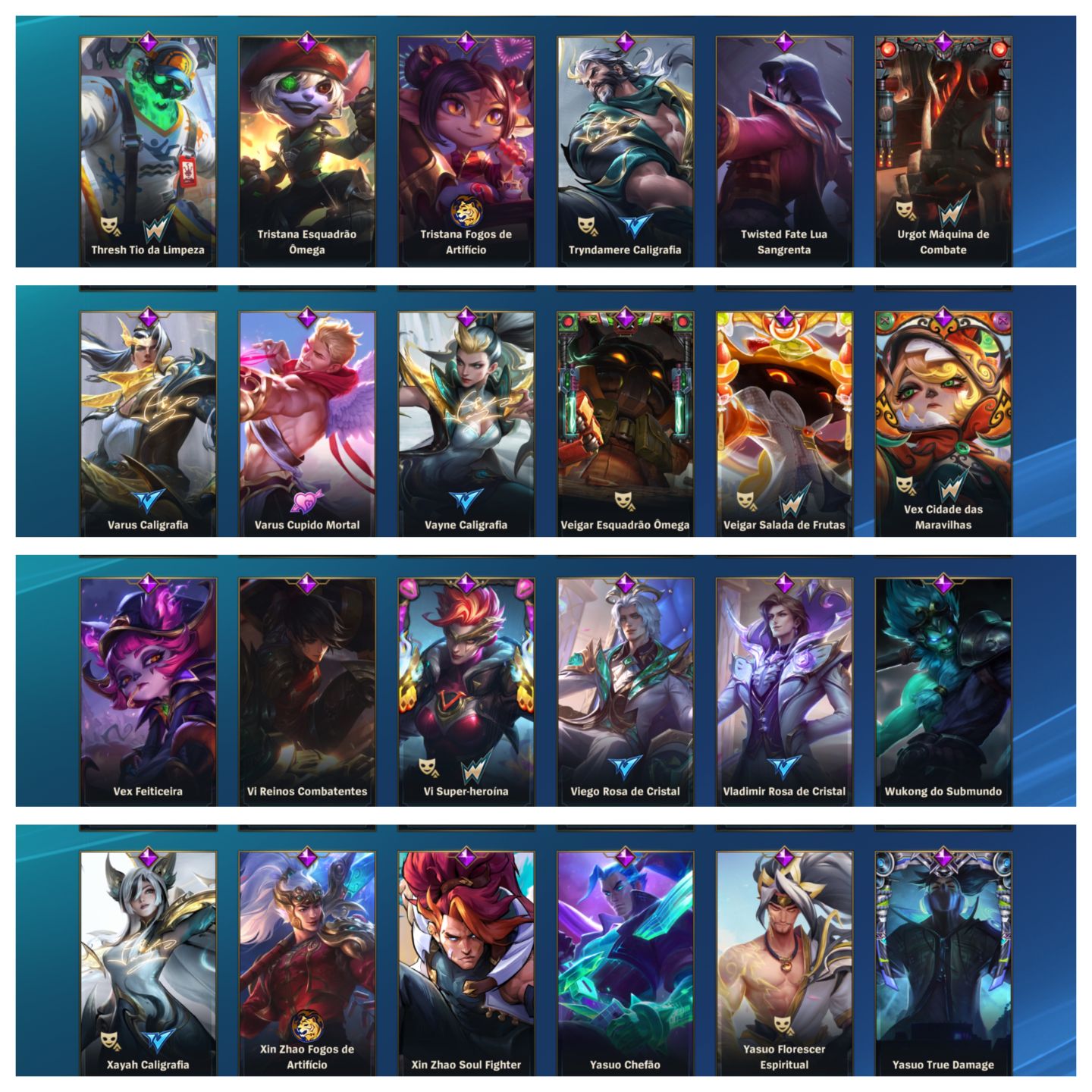 CONTA RECHEADA DE SKINS MITICAS!!! (FULL YASUO)