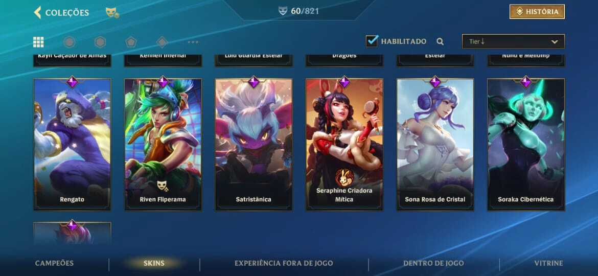 CONTA - LEAGUE OF LEGENDS WILD RIFT (COM SKINS LENDÁRIAS)