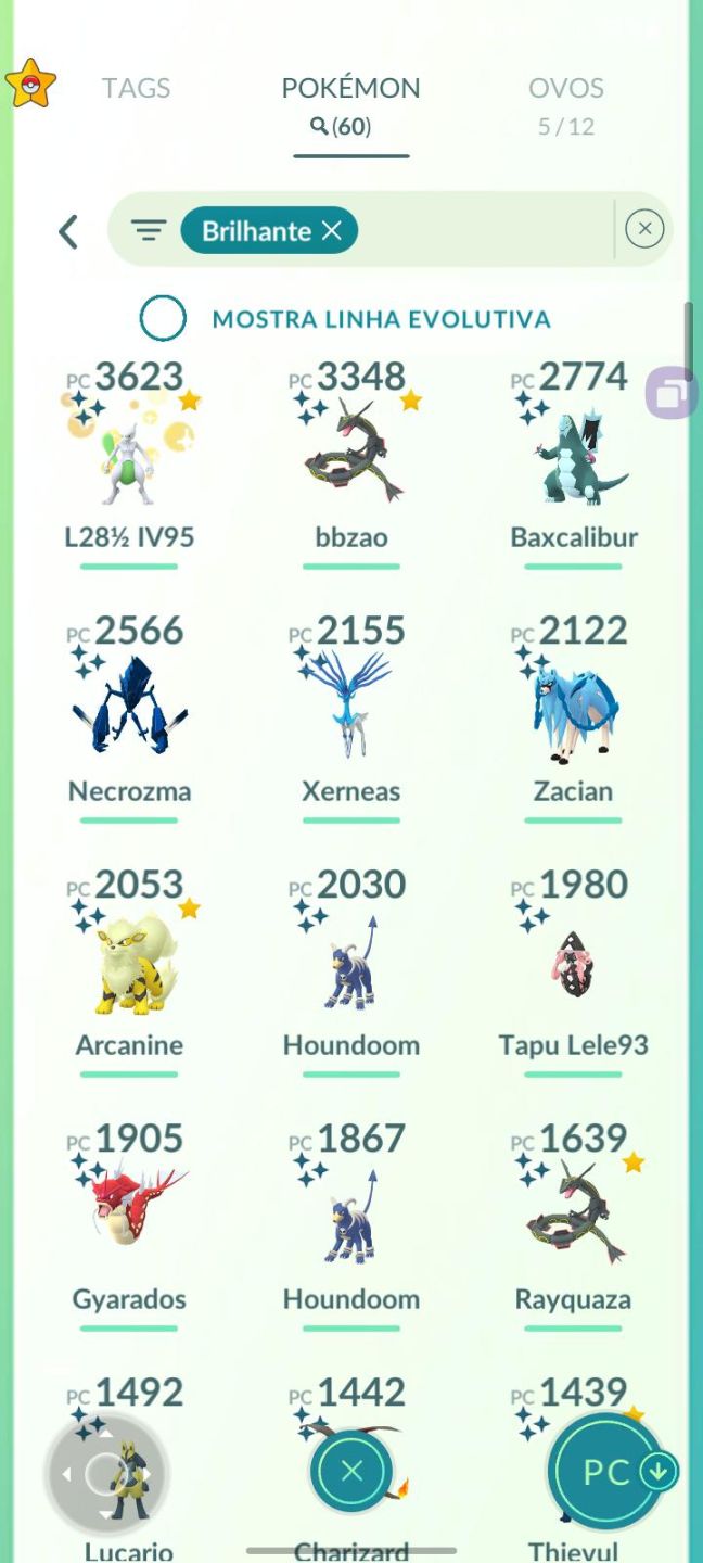 Conta de Pokemon Go lv55 com mais de 125 shines e diversos lendarios