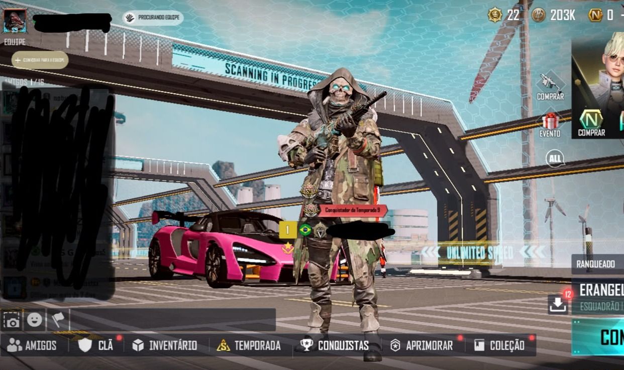 CONTA PUBG: (NEW STATE MOBILE) CONQUISTADOR S9 + McLAREN + M416 NÍV. 7