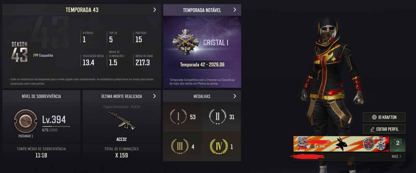CONTA PUBG PC | ACE32 LV.6 | MUITOS ESQUEMAS | MUITAS ROUPAS | GLAYSIA