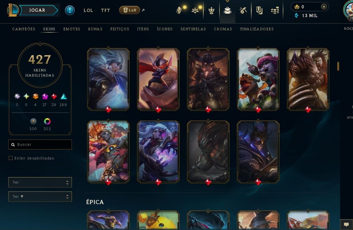 [FULL ACESSO] Conta LOL e VALORANT- LOL: 487 Skins