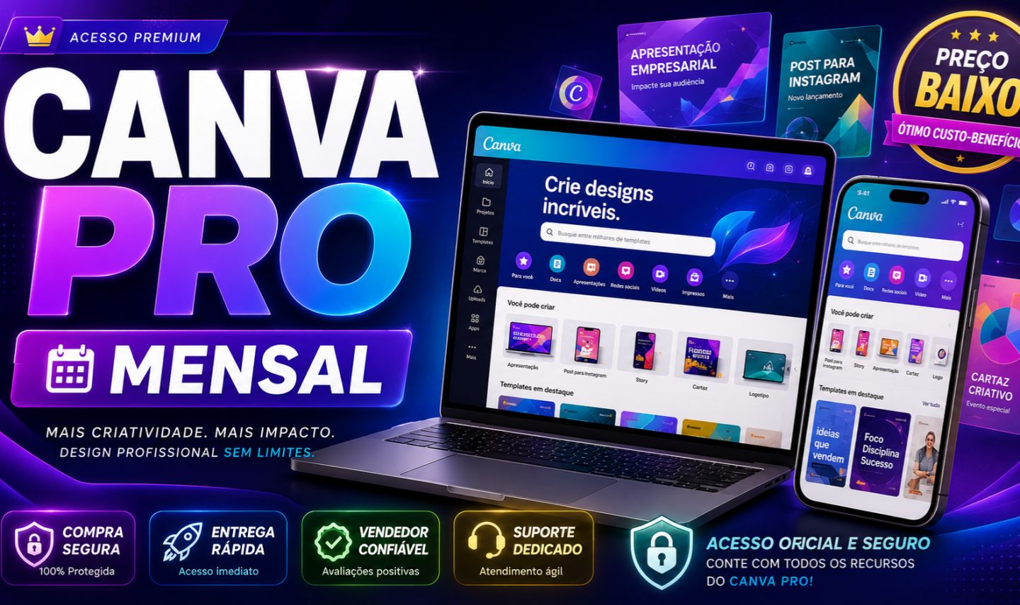 Canva PRO Design Profissional (Acesso Premium) MUITO BARATO!