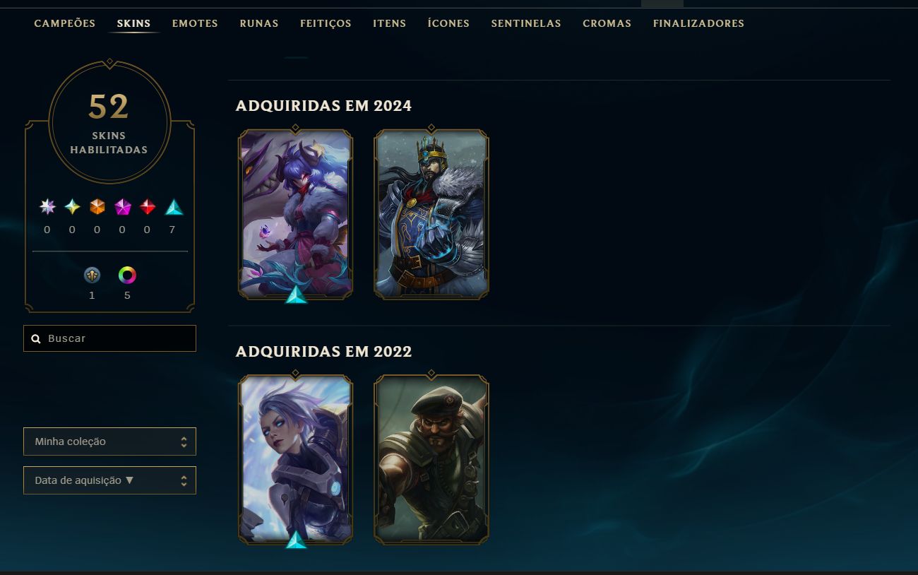 Conta League of Legends Esmeralda 1 | 51% Win Rate