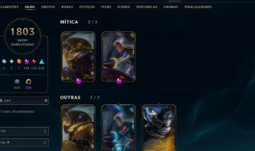 Conta de lol com 1800 Skins todas raras alistar black urf, todas pax