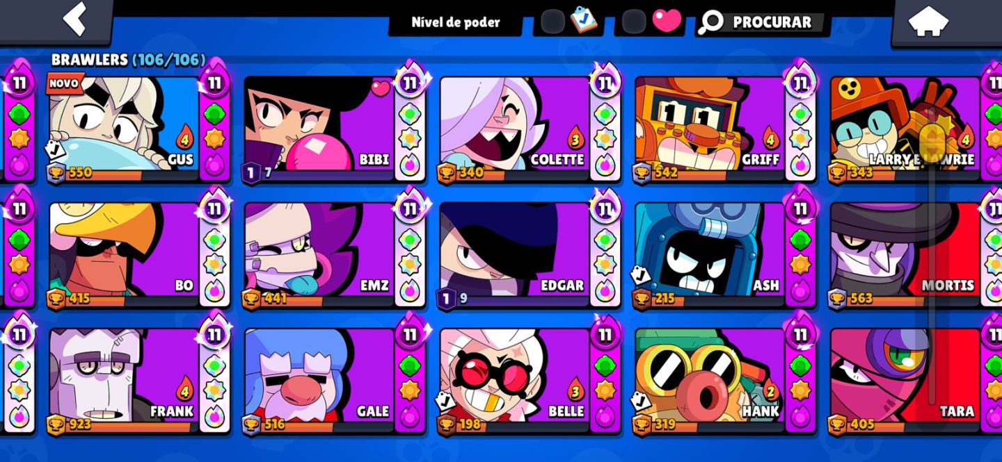 CONTA BRAWL STARS | 29.4K | BRAWLERS (106/106) |SHELLY ESTELAR+81 HIPERCARGAS