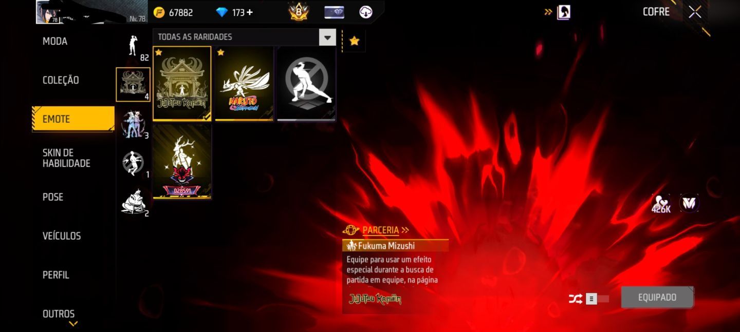 CONTA DE FREE FIRE (FF) SEMI FULL PASSE COM RAGNAROK E PÉ DESCALÇO