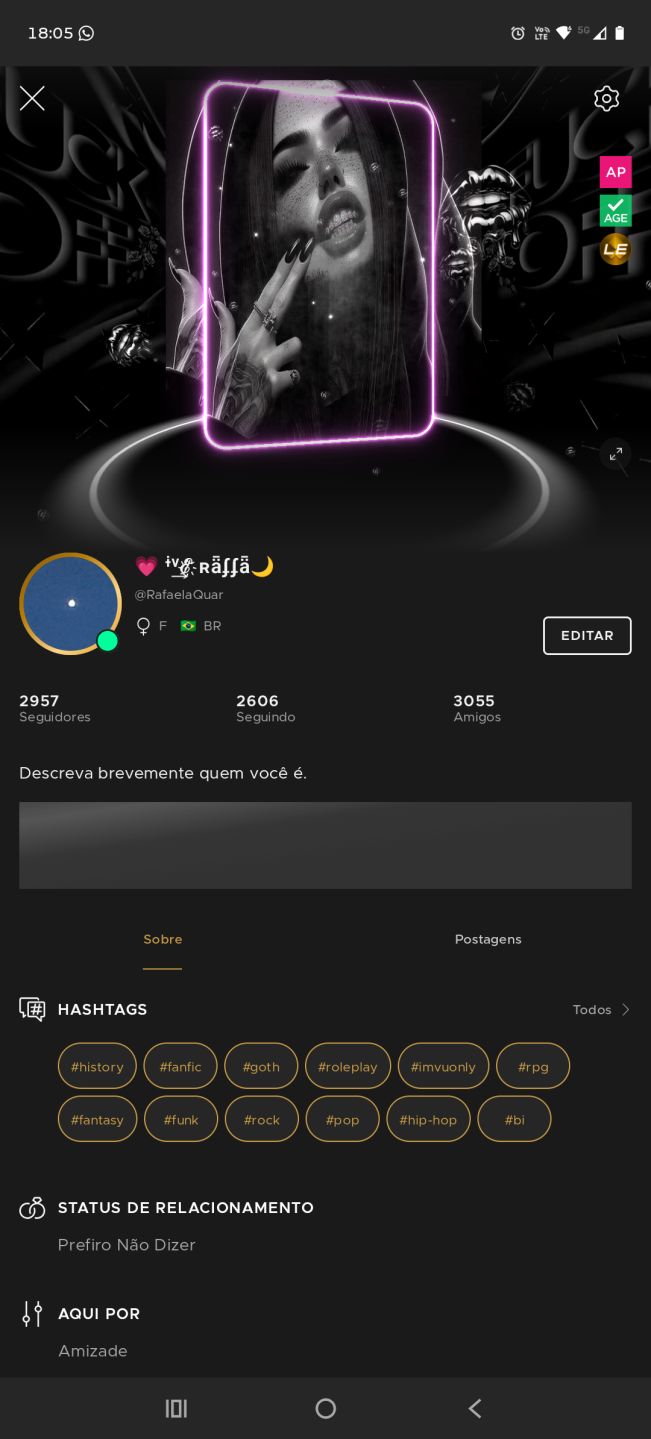 Conta imvu. AP, AGE, SLOT para sala pública