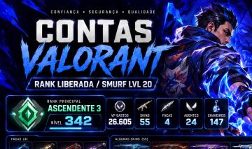CONTA VALORANT ASCENDENTE 3 | LVL 342 | 55 SKINS + 4 FACAS | 26.605 VP GASTOS