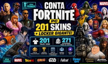 MELHOR CONTA DE FORTNITE PC 201 SKINS + MUITOS COSMÉTICOS