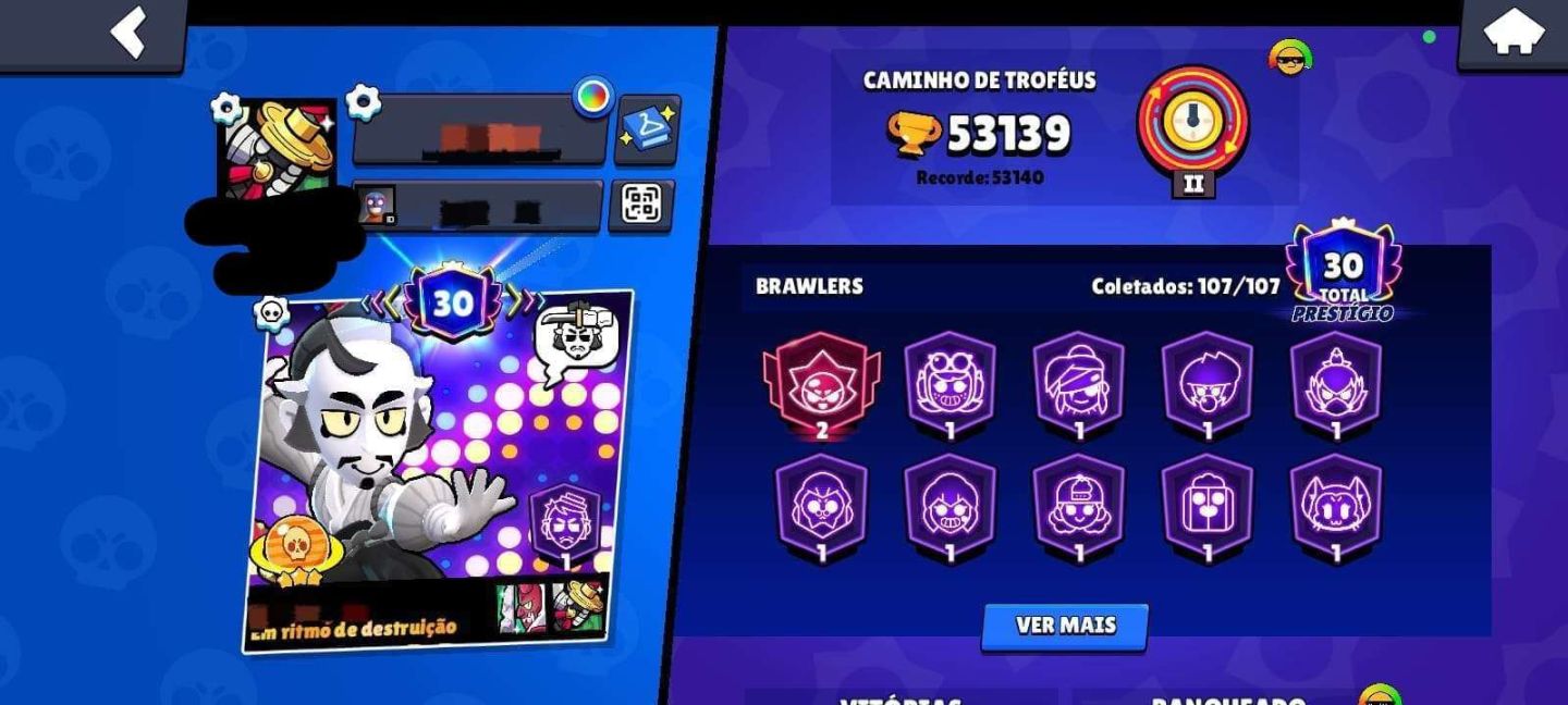 CONTA BRAWL STARS COM TODOS OS BRAWLER E SKINS RARAS, COM CLASH ROYALE ARENA 21