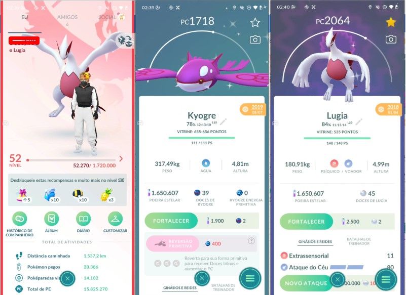 CONTA POKEMON GO LEVEL 52 | 127 LENDARIO | 20 BRILHANTE | LENDARIO E PKM ANTIGOS