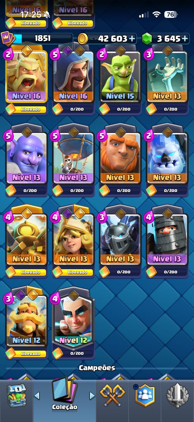 Conta Clash Royale 10 Anos 14k Trofeus (32 Cartas Nv 16, 23 Evos) + CoC 13 etc.