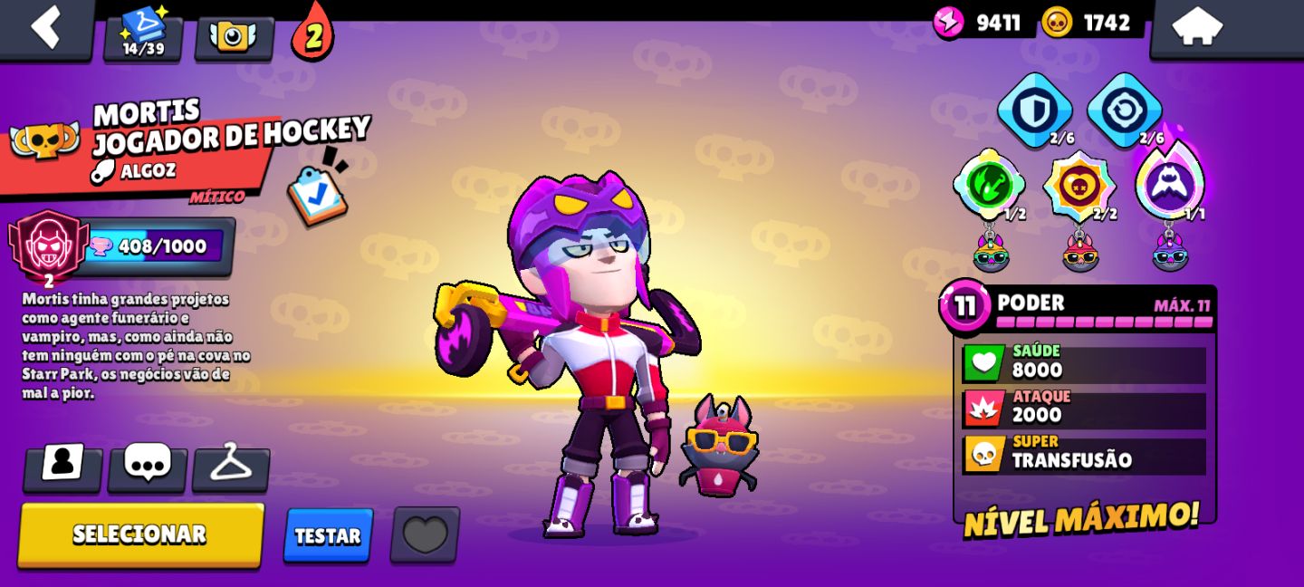 CONTA DE BRAWL STARS COM MORTIS 2400+ TROFÉUS E ENTRE OUTROS UPADOS APROVEITE!!