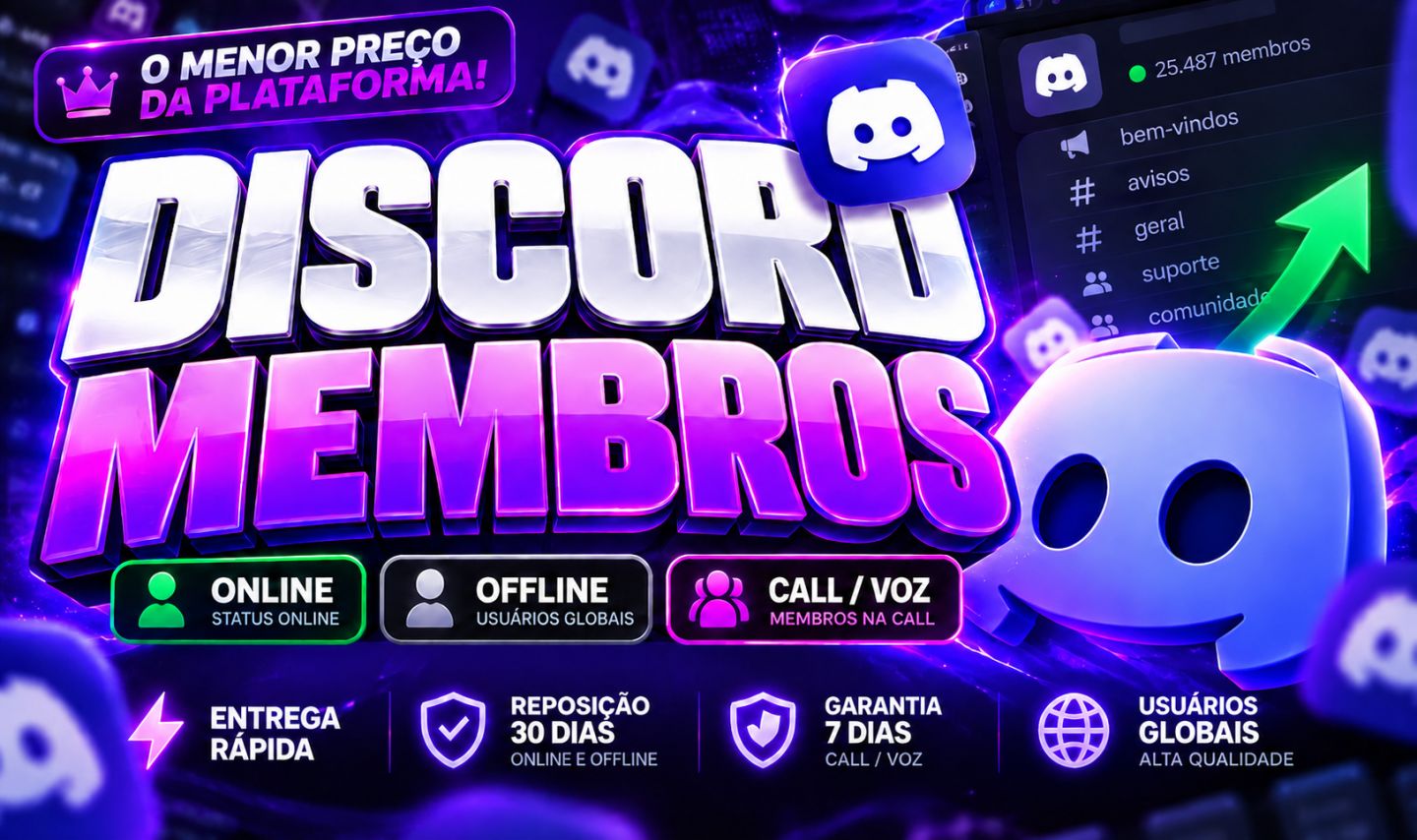 DISCORD MEMBROS REAIS BR | ONLINE E OFFLINE | ENTREGA RÁPIDA | MENOR PREÇO
