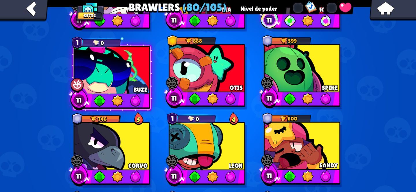 [CONTA DE BRAWL STARS 35K DE TROFÉUS 80 BRAWLERS | CONTA DE 2021 VÁRIOS PASSES ]