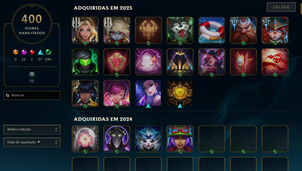 CONTA LVL 415 COM 198 SKINS TODOS CAMPEÕES
